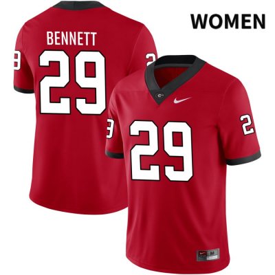 Women's Georgia Bulldogs NCAA #29 Luke Bennett Nike Stitched Red NIL 2022 Authentic College Football Jersey QDP1254DA